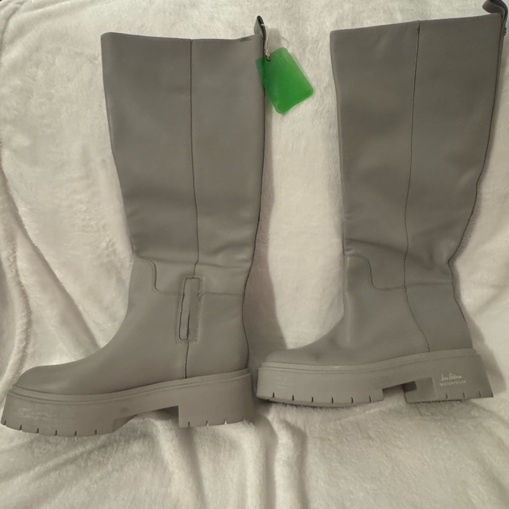 Sam Edelman Women's Gray Knee-High Platform Lug Sole Boots Size 9